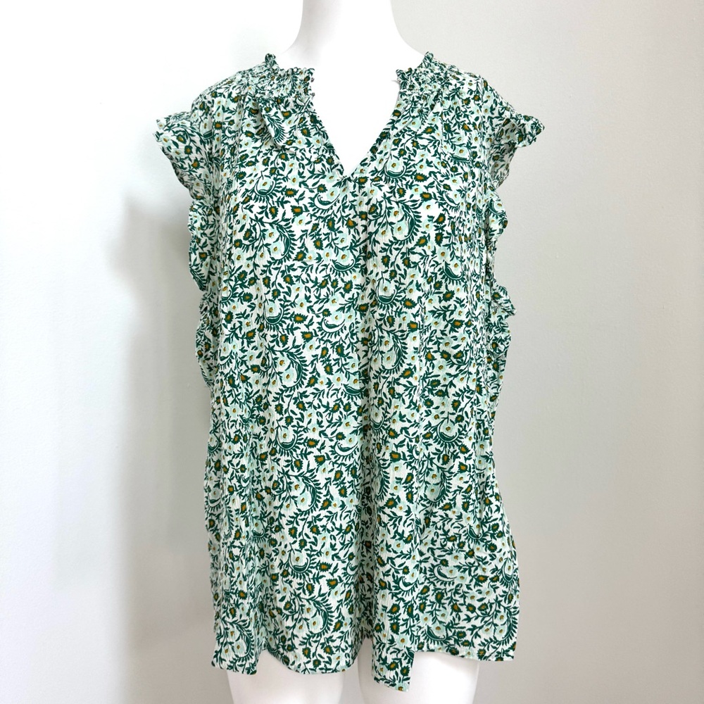 Old Navy Green Floral Blouse